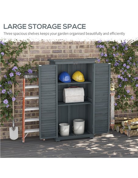 Outsunny 39.5 x 79cm Fir Wood Garden Shed - Grey 845-247GY - pic 103750 | FastDaddyshop