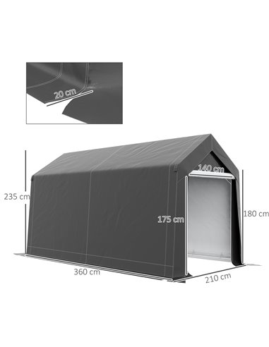 Outsunny 3.6 x 2.1m Portable Outdoor Shed, with Window - Dark Grey 845-948V00CG