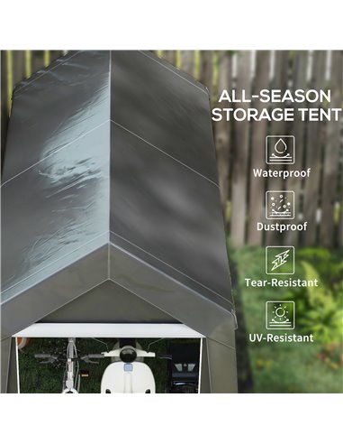 Outsunny 3.6 x 2.1m Portable Outdoor Shed, with Window - Dark Grey 845-948V00CG