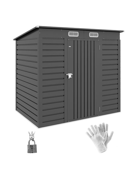 Outsunny 6.3 x 4.3FT Garden Shed. Galvanised Metal Shed, Outdoor Tool Storage Shed with Pent Roof, Lockable Door and 2 Vents, Gr - pic 103762 | FastDaddyshop