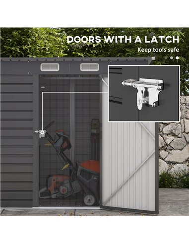 Outsunny 6.3 x 4.3FT Garden Shed. Galvanised Metal Shed, Outdoor Tool Storage Shed with Pent Roof, Lockable Door and 2 Vents, Gr