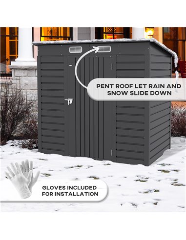 Outsunny 6.3 x 4.3FT Garden Shed. Galvanised Metal Shed, Outdoor Tool Storage Shed with Pent Roof, Lockable Door and 2 Vents, Gr