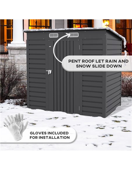 Outsunny 6.3 x 4.3FT Garden Shed. Galvanised Metal Shed, Outdoor Tool Storage Shed with Pent Roof, Lockable Door and 2 Vents, Gr - pic 103768 | FastDaddyshop
