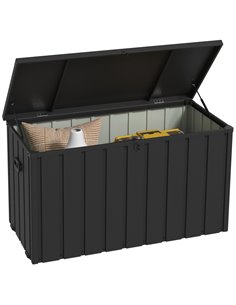 Outsunny 450L Galvanised Steel Garden Storage Box, with Wheels - Dark Grey 84G-326V00BK