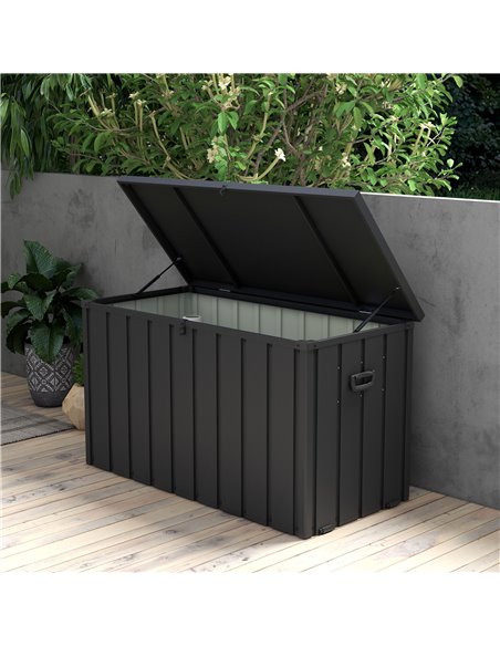 Outsunny 450L Galvanised Steel Garden Storage Box, with Wheels - Dark Grey 84G-326V00BK - pic 103799 | FastDaddyshop