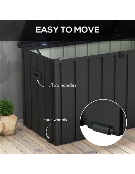 Outsunny 450L Galvanised Steel Garden Storage Box, with Wheels - Dark Grey 84G-326V00BK - pic 103801 | FastDaddyshop