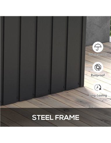 Outsunny 450L Galvanised Steel Garden Storage Box, with Wheels - Dark Grey 84G-326V00BK