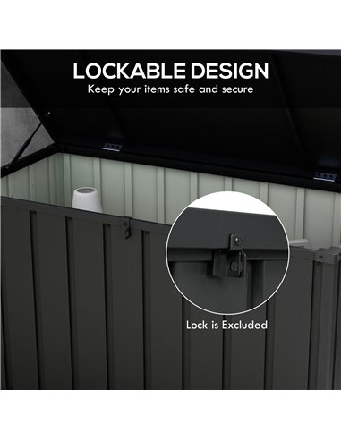 Outsunny 450L Galvanised Steel Garden Storage Box, with Wheels - Dark Grey 84G-326V00BK