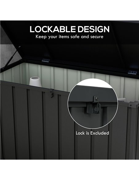 Outsunny 450L Galvanised Steel Garden Storage Box, with Wheels - Dark Grey 84G-326V00BK - pic 103804 | FastDaddyshop