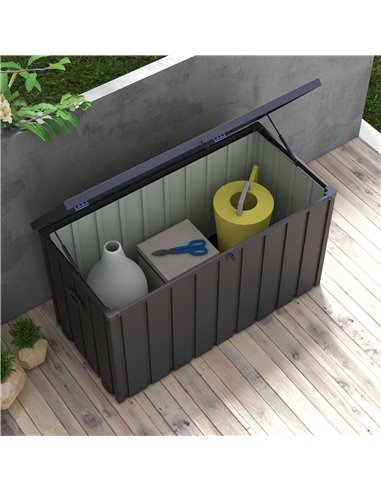 Outsunny 450L Galvanised Steel Garden Storage Box, with Wheels - Dark Grey 84G-326V00BK