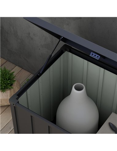 Outsunny 450L Galvanised Steel Garden Storage Box, with Wheels - Dark Grey 84G-326V00BK