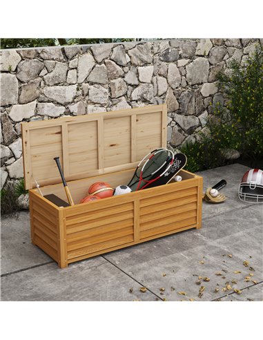 Outsunny 292L Outdoor Storage Box, Wooden Deck Box Garden Storage Container for Balcony, Porch, Poolside, Light Brown 84G-186V00