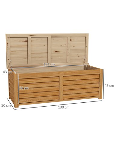 Outsunny 292L Outdoor Storage Box, Wooden Deck Box Garden Storage Container for Balcony, Porch, Poolside, Light Brown 84G-186V00