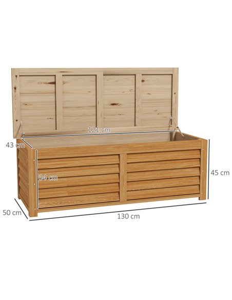 Outsunny 292L Outdoor Storage Box, Wooden Deck Box Garden Storage Container for Balcony, Porch, Poolside, Light Brown 84G-186V00 - pic 103809 | FastDaddyshop