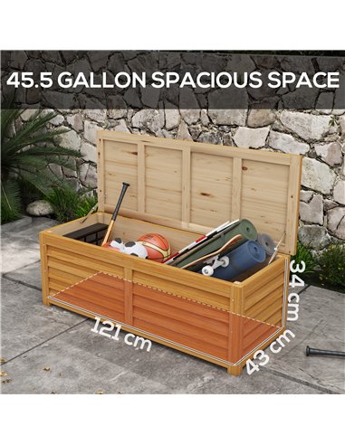 Outsunny 292L Outdoor Storage Box, Wooden Deck Box Garden Storage Container for Balcony, Porch, Poolside, Light Brown 84G-186V00