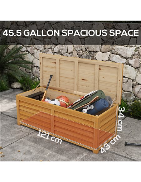 Outsunny 292L Outdoor Storage Box, Wooden Deck Box Garden Storage Container for Balcony, Porch, Poolside, Light Brown 84G-186V00 - pic 103810 | FastDaddyshop