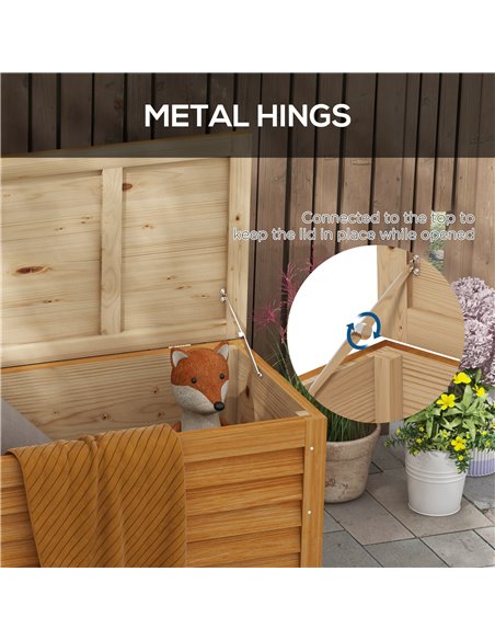 Outsunny 292L Outdoor Storage Box, Wooden Deck Box Garden Storage Container for Balcony, Porch, Poolside, Light Brown 84G-186V00 - pic 103811 | FastDaddyshop
