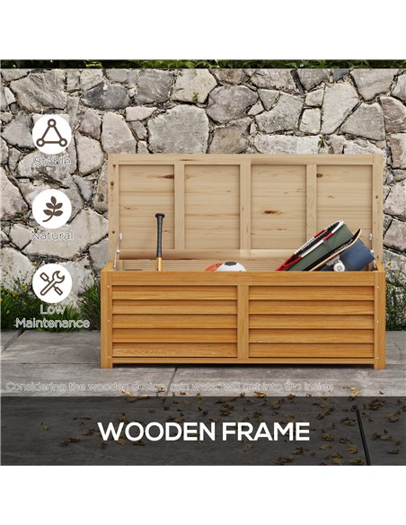 Outsunny 292L Outdoor Storage Box, Wooden Deck Box Garden Storage Container for Balcony, Porch, Poolside, Light Brown 84G-186V00 - pic 103812 | FastDaddyshop