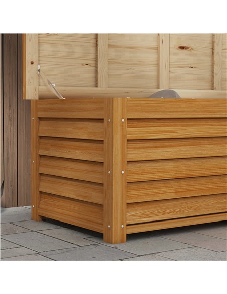 Outsunny 292L Outdoor Storage Box, Wooden Deck Box Garden Storage Container for Balcony, Porch, Poolside, Light Brown 84G-186V00 - pic 103813 | FastDaddyshop