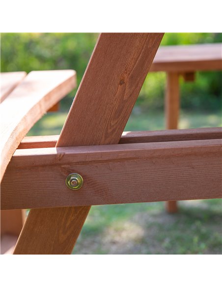 Outsunny 8 Seater Round Wooden Pub Bench Picnic Table Furniture Set for Outdoor Garden or Patio - pic 10387 | FastDaddyshop