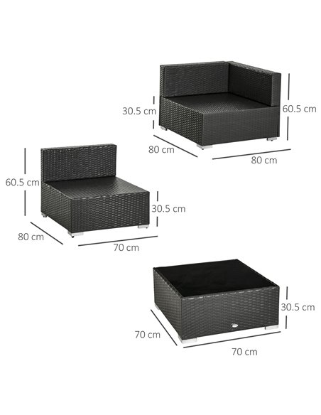 Outsunny 7 PC Garden Rattan Furniture Set Outdoor Sectional Wicker Weave Sofa Seat Coffee Table w/ Cushion and Pillow Buckle Str - pic 10390 | FastDaddyshop