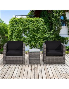 Outsunny 2-Seater Rattan Sofa Furniture Set with Cushions, Steel Frame, Grey 2