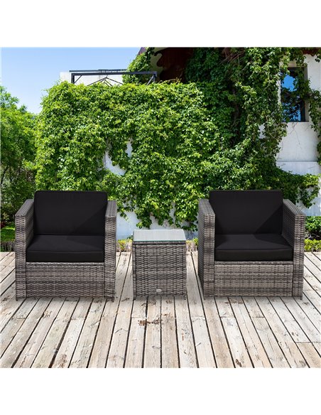 Outsunny 2 Seater Rattan Garden Furniture Sofa  Furniture Set W/Cushions, Steel Frame-Grey - pic 10397 | FastDaddyshop