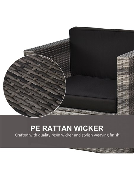Outsunny 2 Seater Rattan Garden Furniture Sofa  Furniture Set W/Cushions, Steel Frame-Grey - pic 10399 | FastDaddyshop