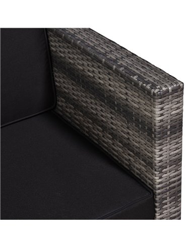 Outsunny 2 Seater Rattan Garden Furniture Sofa  Furniture Set W/Cushions, Steel Frame-Grey