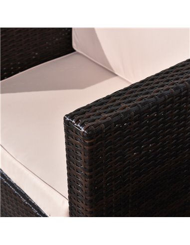 Outsunny Rattan Garden Furniture 2 Seater Sofa Furniture Set W/Cushions, Steel Frame-Brown