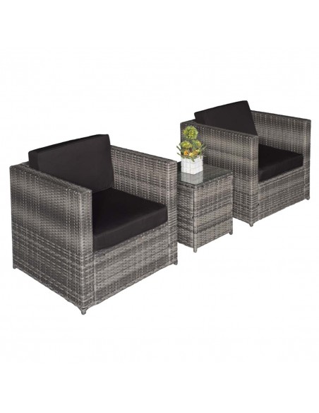 Outsunny 2-Seater Rattan Sofa Furniture Set with Cushions, Steel Frame, Grey - pic 10418 | FastDaddyshop