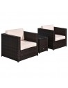 Outsunny 2-Seater Rattan Sofa Furniture Set with Cushions, Steel Frame, Brown