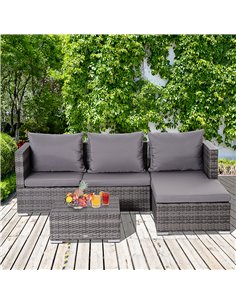 Outsunny 4-Seater Outdoor Garden PE Rattan Furniture Set Grey 2