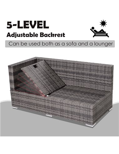 Outsunny 4-Seater Outdoor Garden PE Rattan Furniture Set Grey
