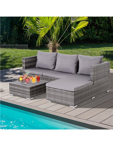 Outsunny 4-Seater Outdoor Garden PE Rattan Furniture Set Grey - pic 10427 | FastDaddyshop