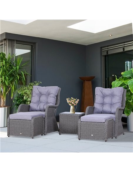 Outsunny 2 Seater Deluxe Garden Rattan Furniture Sofa Chair & Stool Table Set Patio Wicker Weave Furniture Set Aluminium Frame F - pic 10428 | FastDaddyshop