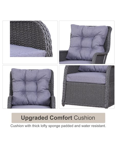 Outsunny 2 Seater Deluxe Garden Rattan Furniture Sofa Chair & Stool Table Set Patio Wicker Weave Furniture Set Aluminium Frame F - pic 10430 | FastDaddyshop