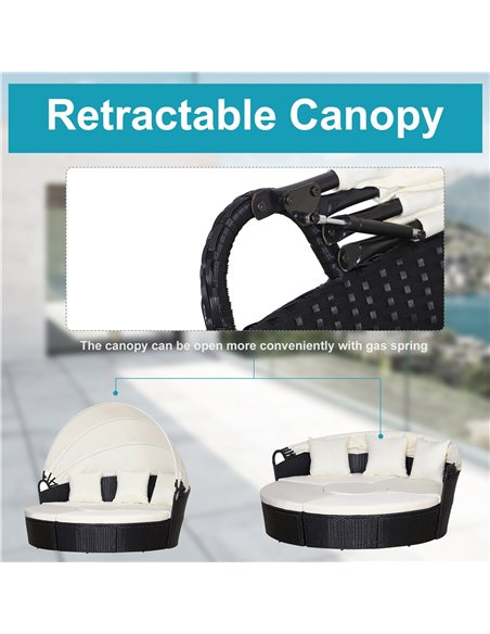 Outsunny 6-Seater Rattan Garden Furniture Cushioned Wicker Round Sofa Bed with Coffee Table  Patio Conversation Furniture Set -  - pic 10456 | FastDaddyshop