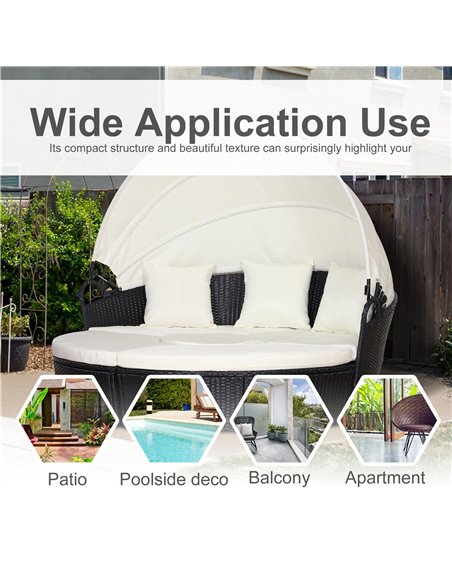 Outsunny 6-Seater Rattan Garden Furniture Cushioned Wicker Round Sofa Bed with Coffee Table  Patio Conversation Furniture Set -  - pic 10457 | FastDaddyshop
