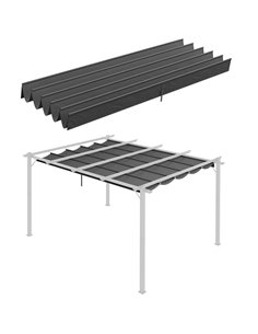 Outsunny Retractable Pergola Shade Cover, Replacement Canopy for 4 x 3 (m) Pergola, Retractable Roof, Dark Grey 84C-372V01CG