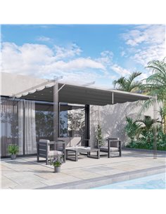 Outsunny Retractable Pergola Shade Cover, Replacement Canopy for 4 x 3 (m) Pergola, Retractable Roof, Dark Grey 84C-372V01CG 2