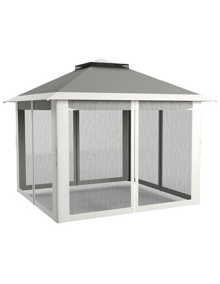 Outsunny Pop Up Canopy Tent with Double Roof, Zipped Mesh Sidewalls, Carrying Bag, Height Adjustable for Patio Garden, Dark Grey - pic 104624 | FastDaddyshop