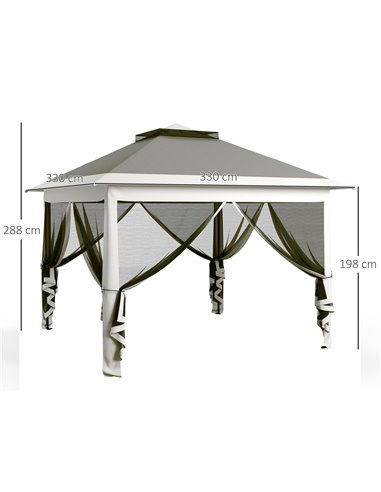 Outsunny Pop Up Canopy Tent with Double Roof, Zipped Mesh Sidewalls, Carrying Bag, Height Adjustable for Patio Garden, Dark Grey