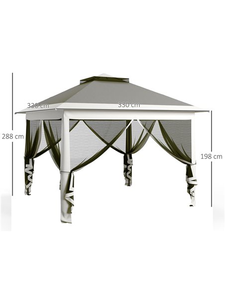 Outsunny Pop Up Canopy Tent with Double Roof, Zipped Mesh Sidewalls, Carrying Bag, Height Adjustable for Patio Garden, Dark Grey - pic 104626 | FastDaddyshop