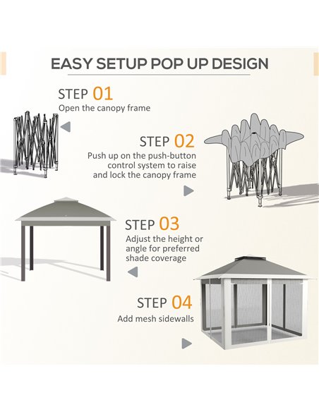 Outsunny Pop Up Canopy Tent with Double Roof, Zipped Mesh Sidewalls, Carrying Bag, Height Adjustable for Patio Garden, Dark Grey - pic 104628 | FastDaddyshop