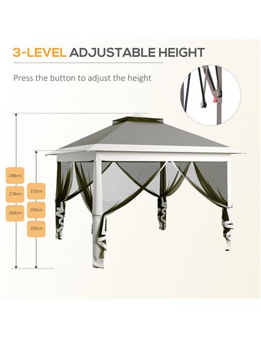 Outsunny Pop Up Canopy Tent with Double Roof, Zipped Mesh Sidewalls, Carrying Bag, Height Adjustable for Patio Garden, Dark Grey