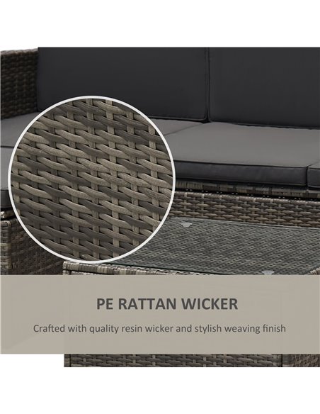 Outsunny 4-Seater Outdoor Garden Rattan Furniture Set w/ Table Grey - pic 10471 | FastDaddyshop