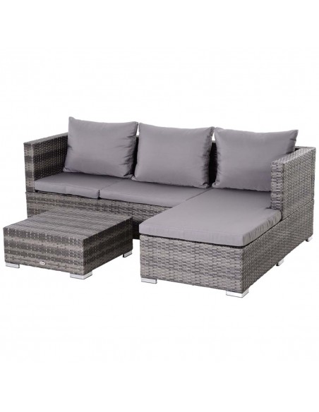 Outsunny 4-Seater Outdoor Garden PE Rattan Furniture Set Grey - pic 10484 | FastDaddyshop