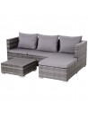 Outsunny 4-Seater Outdoor Garden PE Rattan Furniture Set Grey