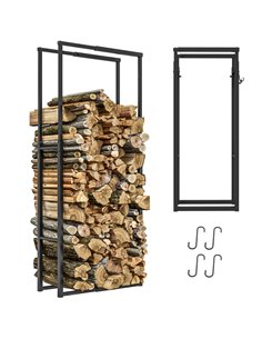 Outsunny 40-65/100-150cm Adjustable Metal Firewood Log Holder 842-351V00BK